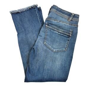 Democracy Ab Solution Cropped Jeans Raw Hem Stretch Denim Size 8